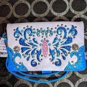 Sequin butterfly crossbody wallet